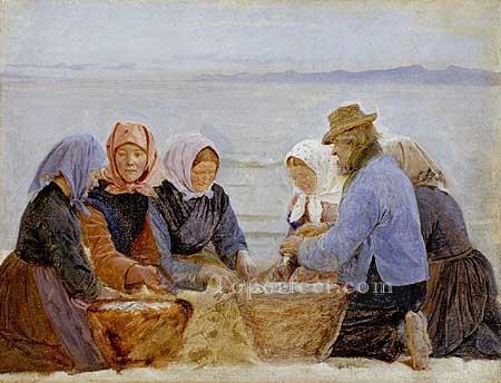 Mujeres y pescadores de Hornbaek21875 Peder Severin Kroyer Oil Paintings